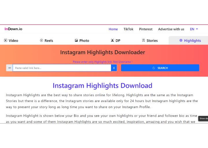 indown instagram highlight downloader