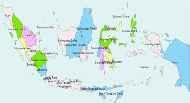 Peta Indonesia dengan nama pulau