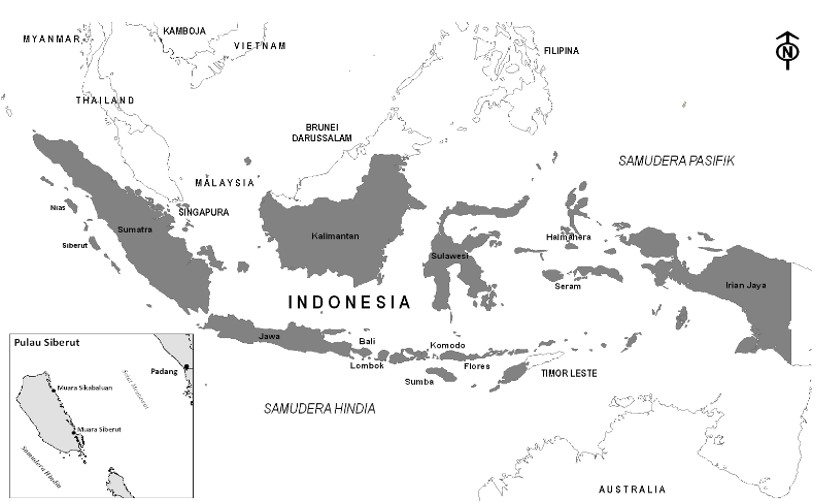Peta Indonesia Simple Hitam Putih
